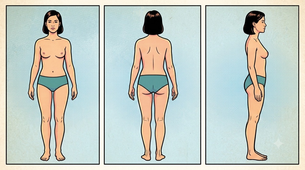 Body photo positions: front, back and side